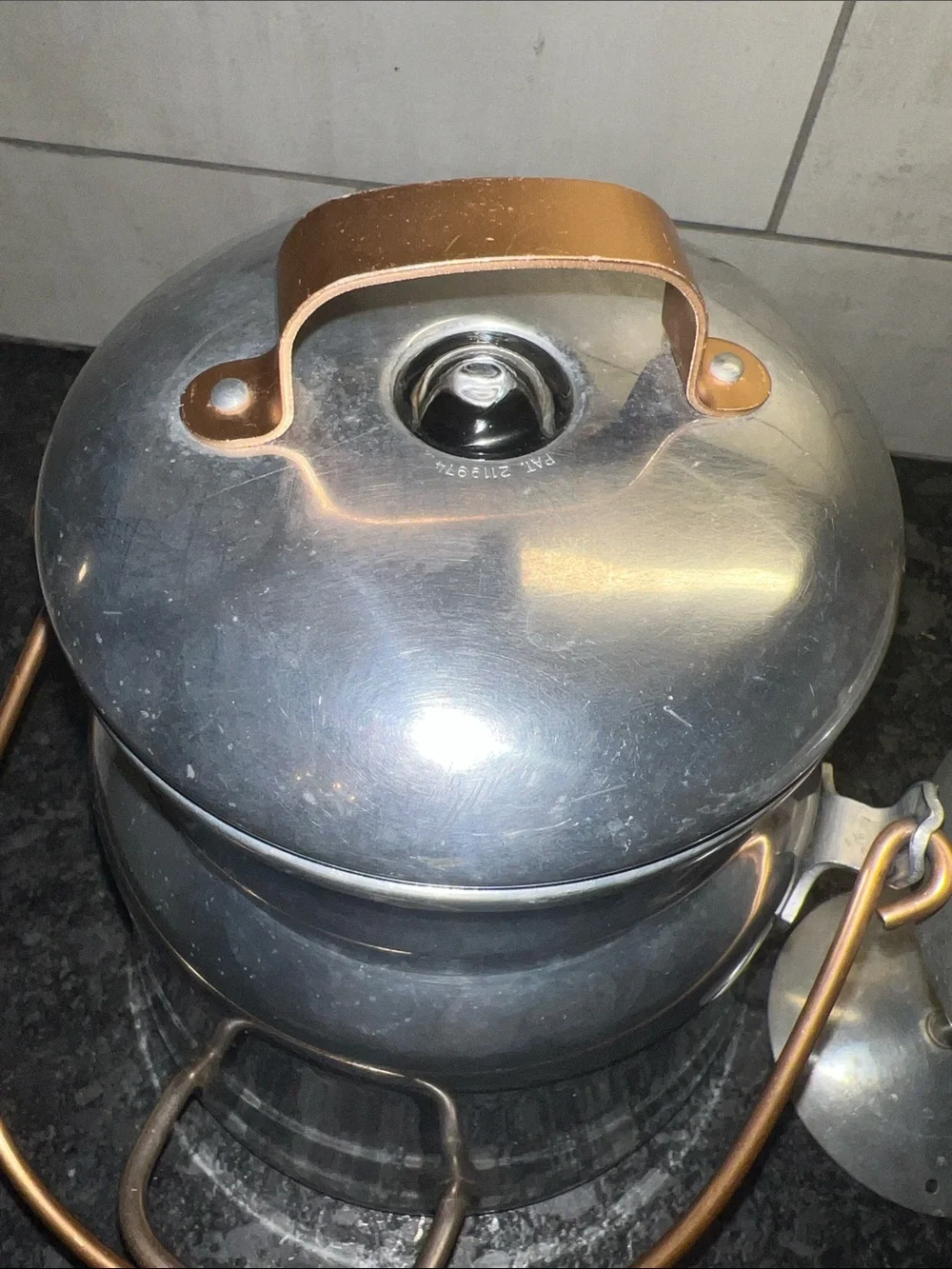 1950’s Wear Ever 16 Cup Aluminum Coffee Percolator with Copper Tone Handle